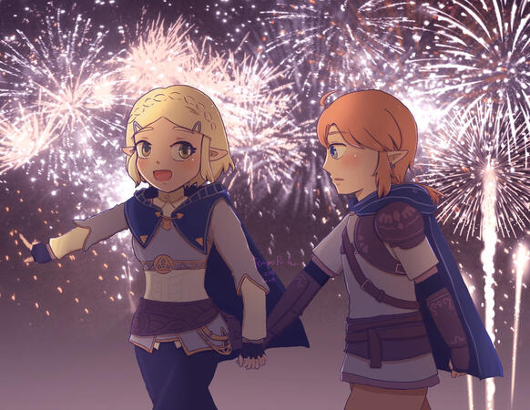 zelink in totk watch firework together